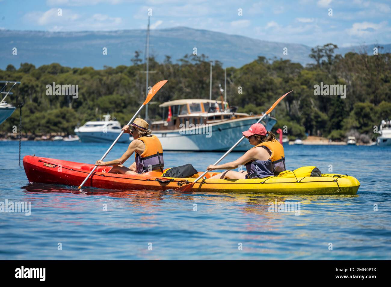 France, AlpesMaritimes, Cannes, kayaking in the Lerins Islands