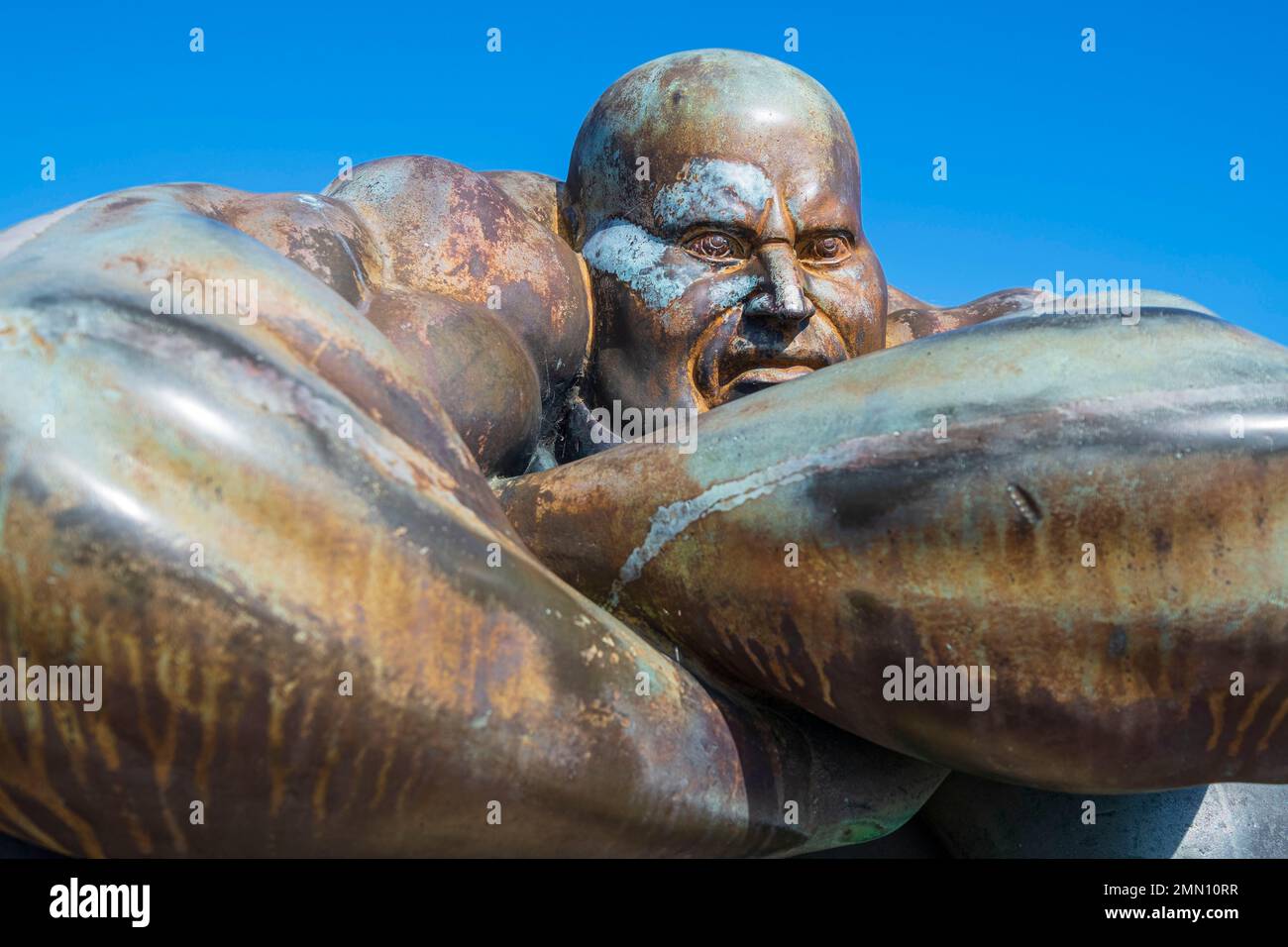 Spain, Galicia, A Coruña, Sculptures Park of the Hercules Tower, Charon (1994) by sculptor Ramon Conde, pilot of the Hells boat in Greek mythology Stock Photo