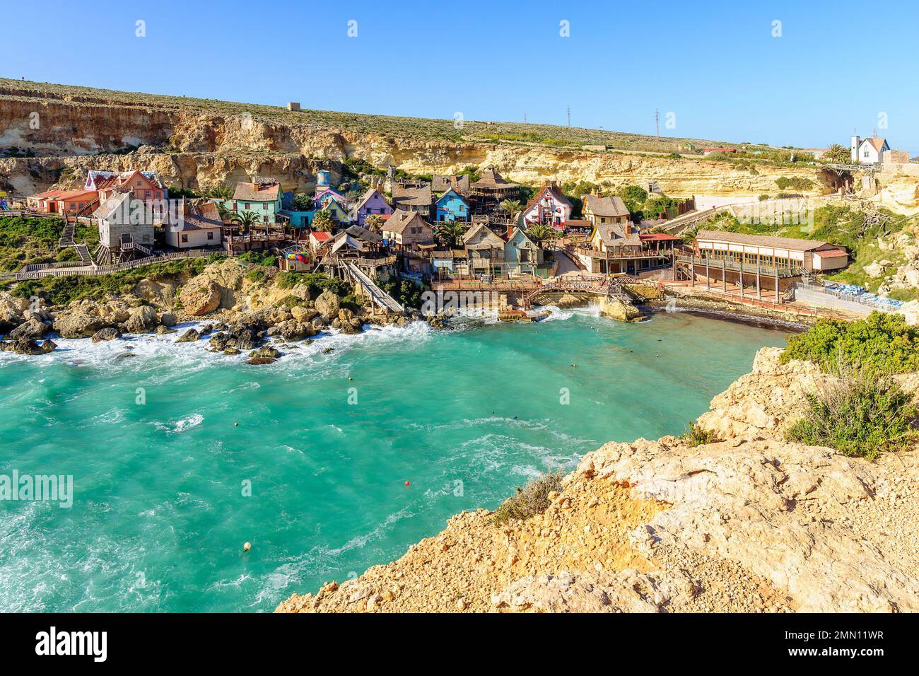 IlMellieha, Malta April 09, 2012 View of the Popeye Village, with