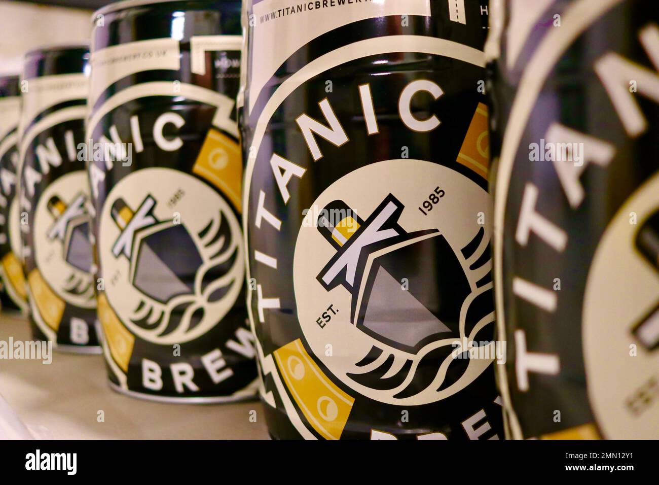 Mini kegs await filling with Titanic beer The Titanic Brewery, Stoke