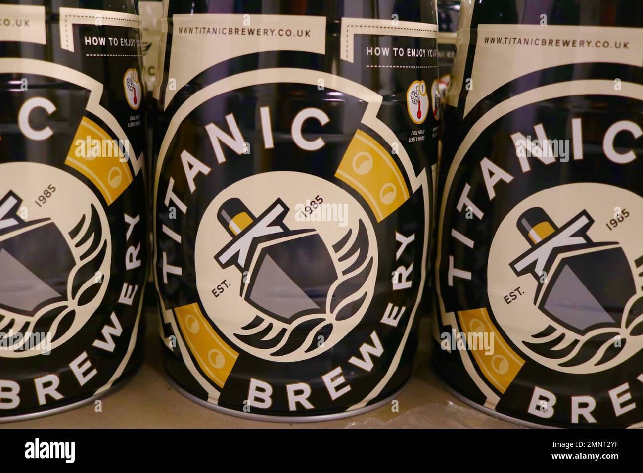Mini kegs await filling with Titanic beer The Titanic Brewery, Stoke