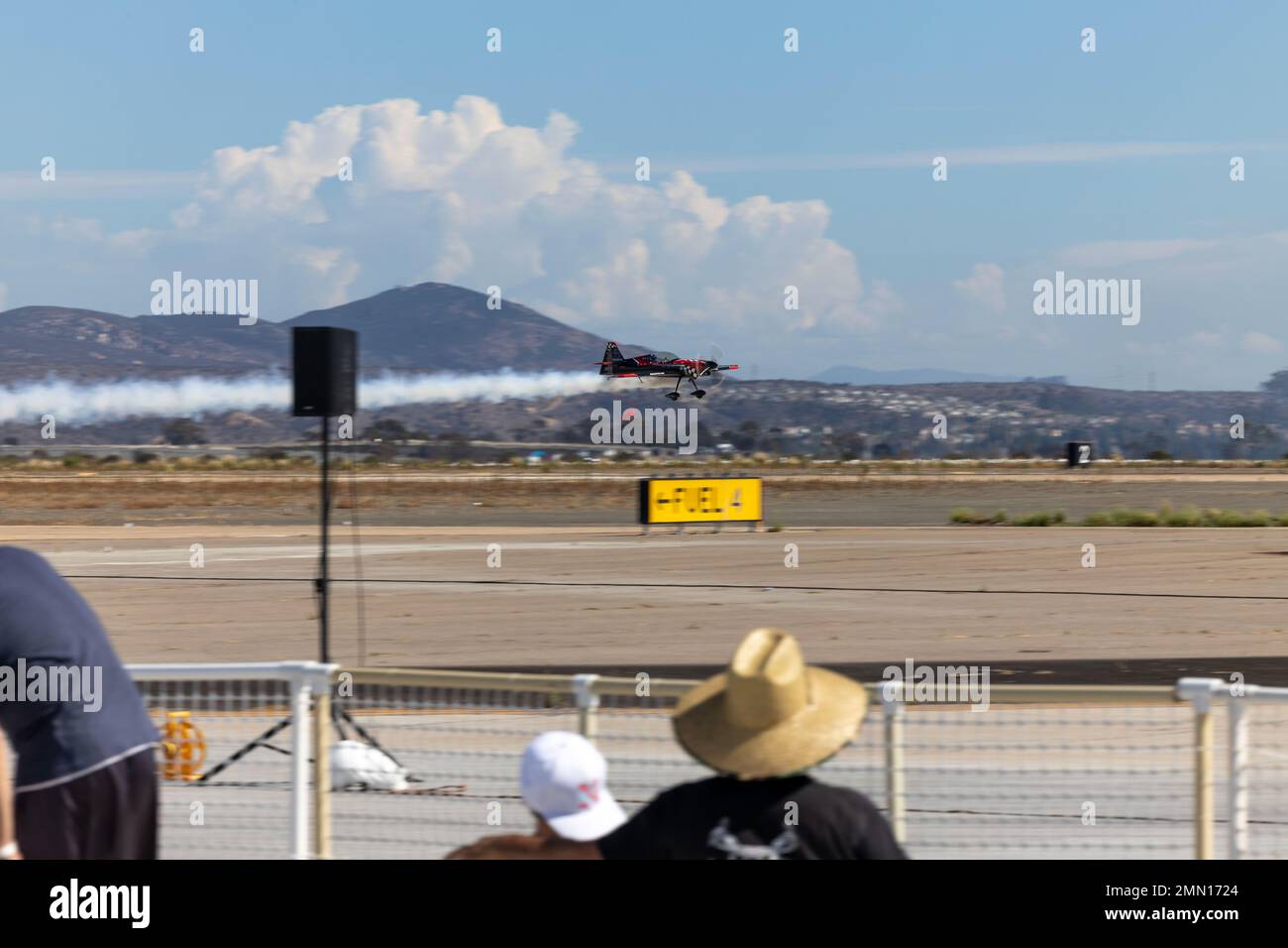 Rob Holland, piloting his MXS-RH, performs aerobatics during the 2022 Marine Corps Air Station Miramar Air Show at MCAS Miramar, San Diego, California, Sept. 24, 2022. Holland has been performing at air shows for over 18 years. The theme for the 2022 MCAS Miramar Air Show, “Marines Fight, Evolve and Win,” reflects the Marine Corps’ ongoing modernization efforts to prepare for future conflicts. Stock Photo