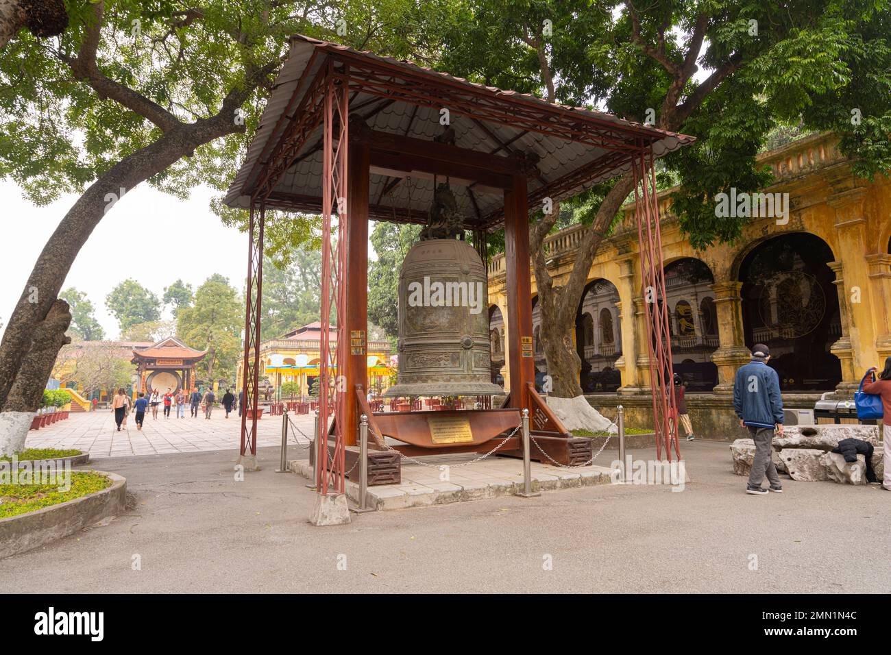 Hanoi, Vietnam, January 2023. the big bell in the park inside the Thăng Long Imperial Citadel, Stock Photo
