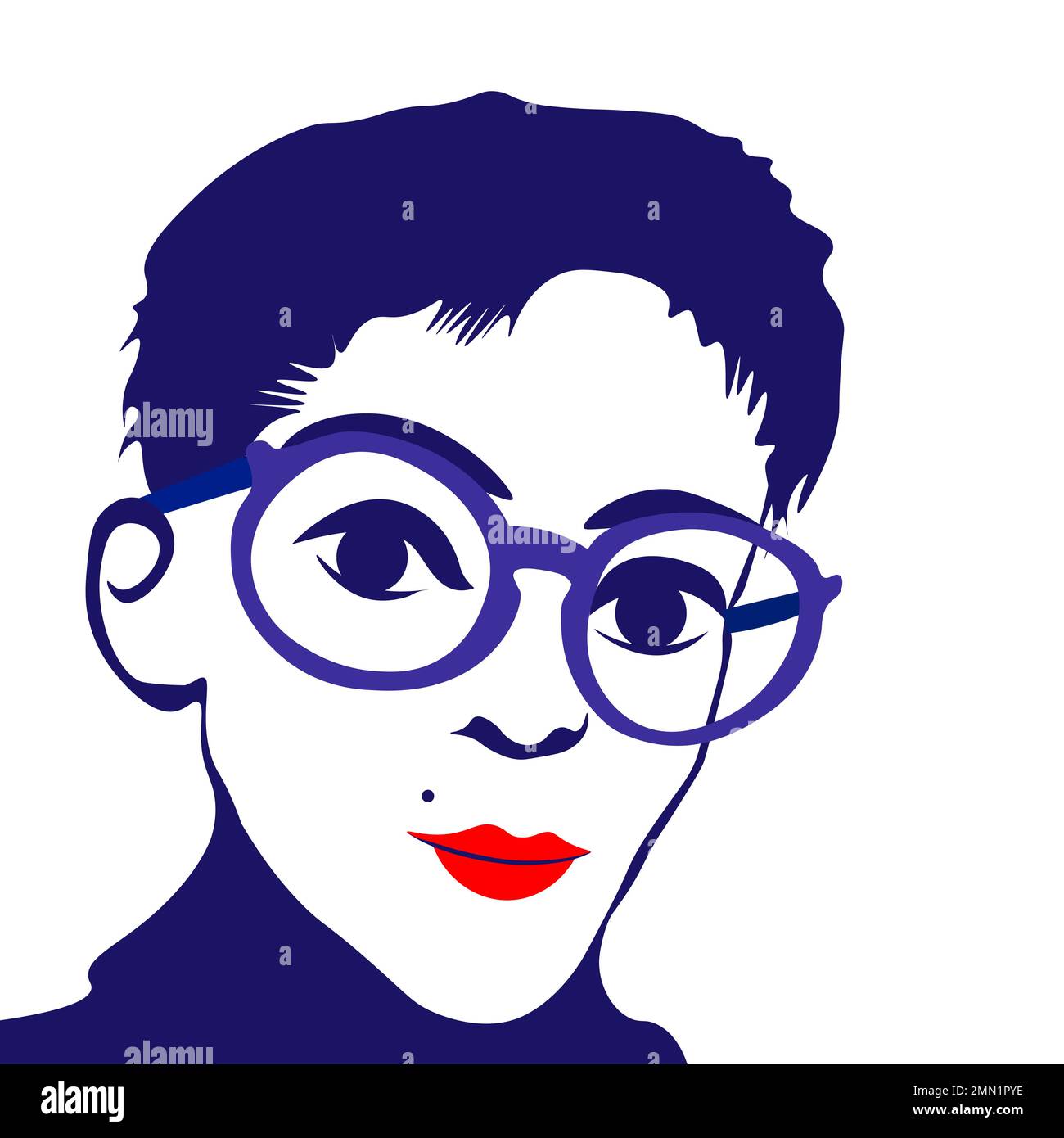 Beautiful young woman with glasses. Vector illustration in flat style Stock Vector