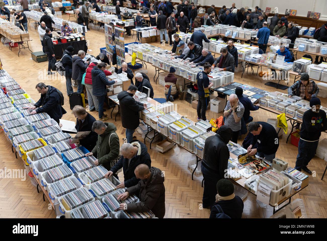 Vinyl record collectors attend London's biggest record fair, at RHS