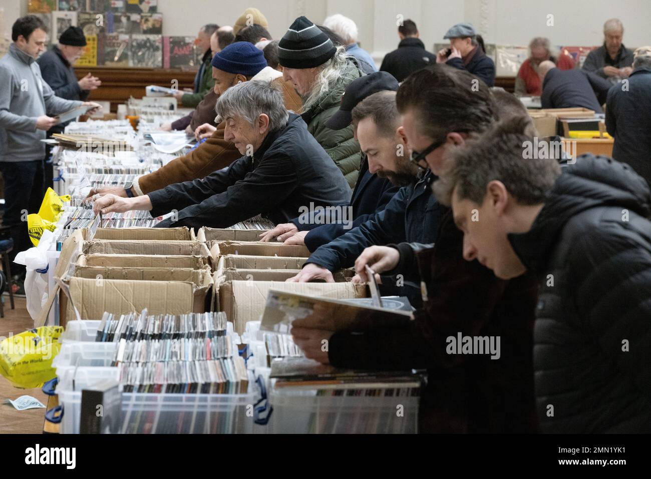 Vinyl record collectors attend London's biggest record fair, at RHS