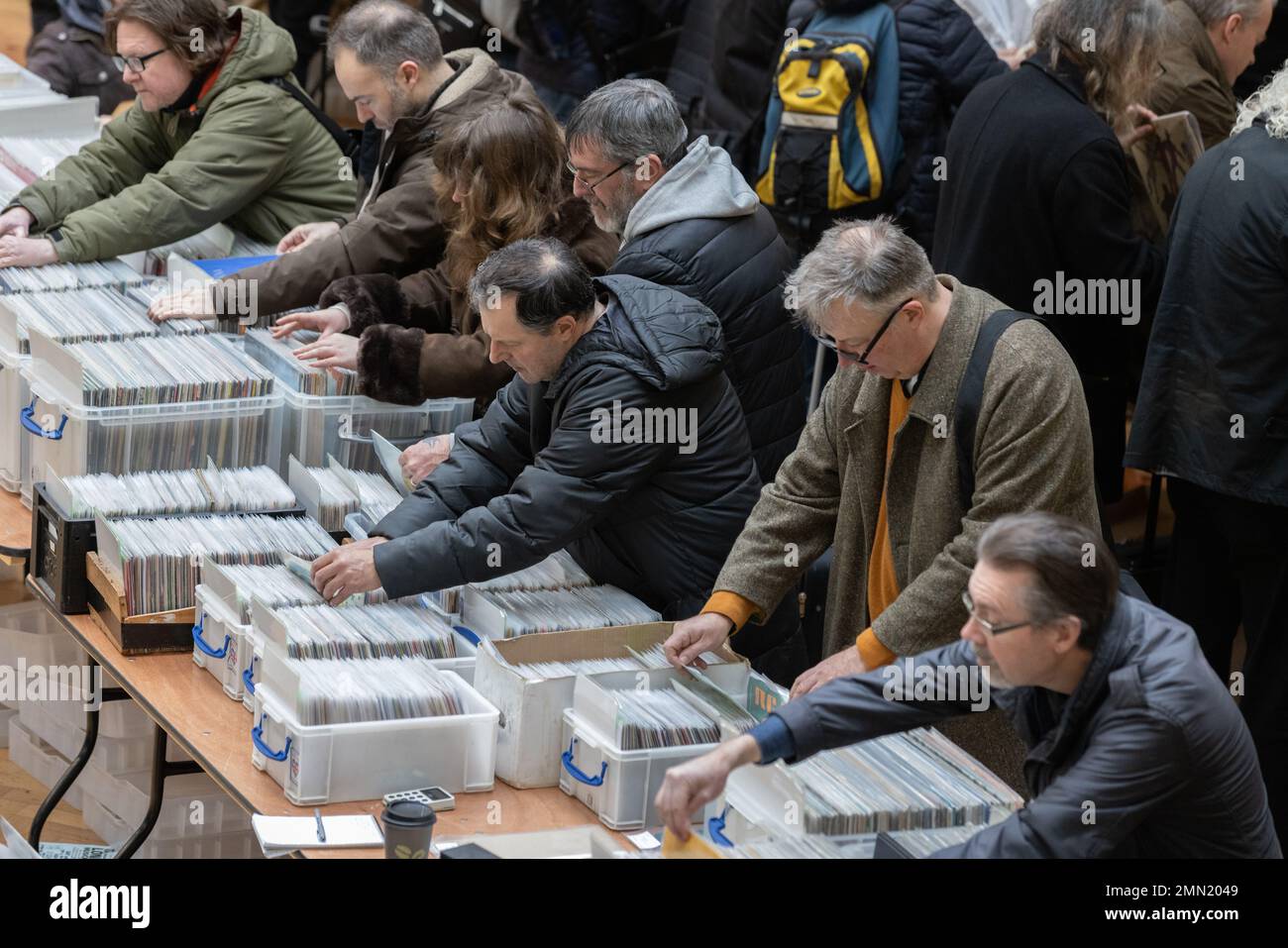 Vinyl record collectors attend London's biggest record fair, at RHS