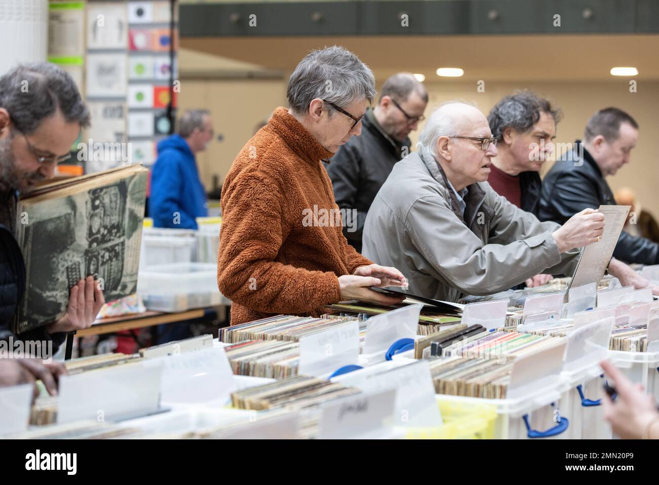 Vinyl record collectors attend London's biggest record fair, at RHS
