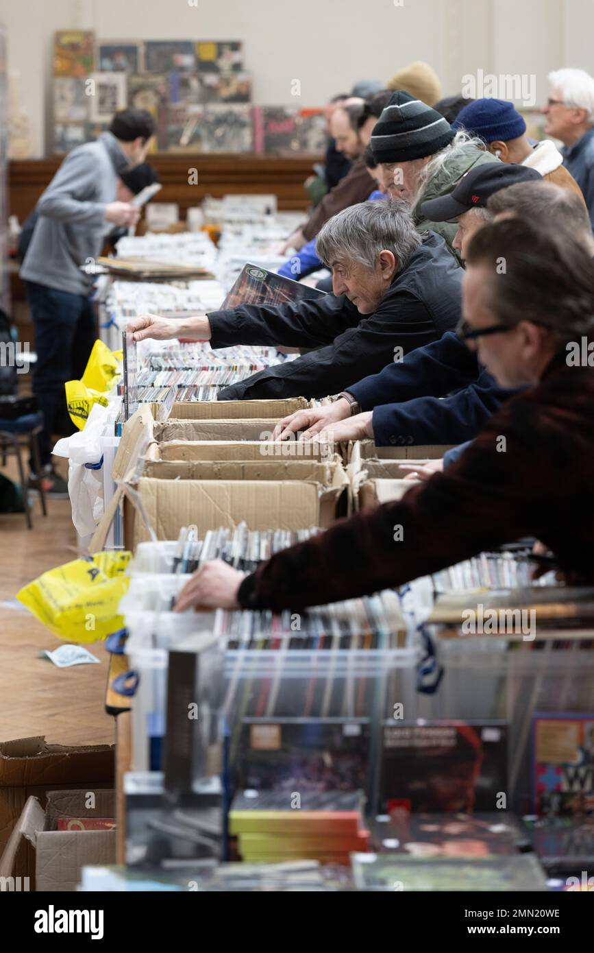Vinyl record collectors attend London's biggest record fair, at RHS