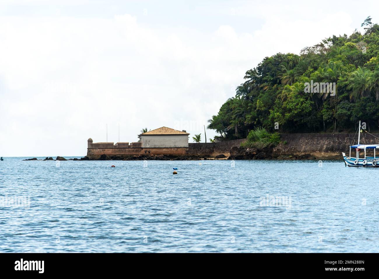 Cairu, Bahia, Brazil - January 19, 2023: View from the sea of the architecture of the fort of Morro de Sao Paulo, in the city of Cairu. Stock Photo