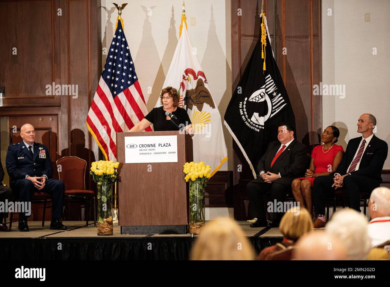 Brig. Gen. (retired) Alicia TateNadeau gives remarks during a Gold