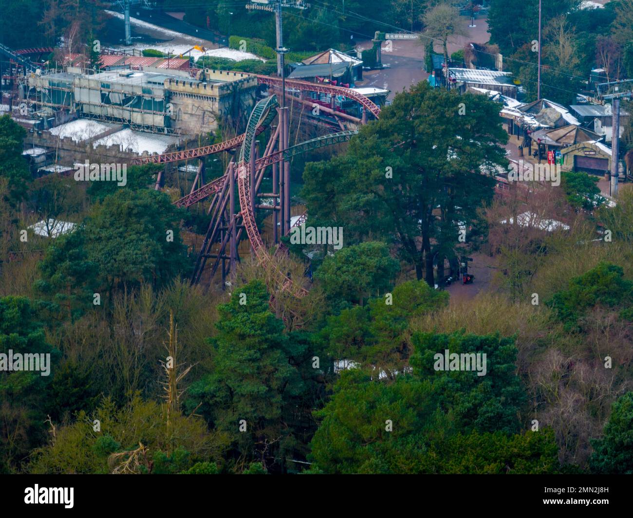 Alton Towers Aerial Winter Update Inc The Removal of Nemesis