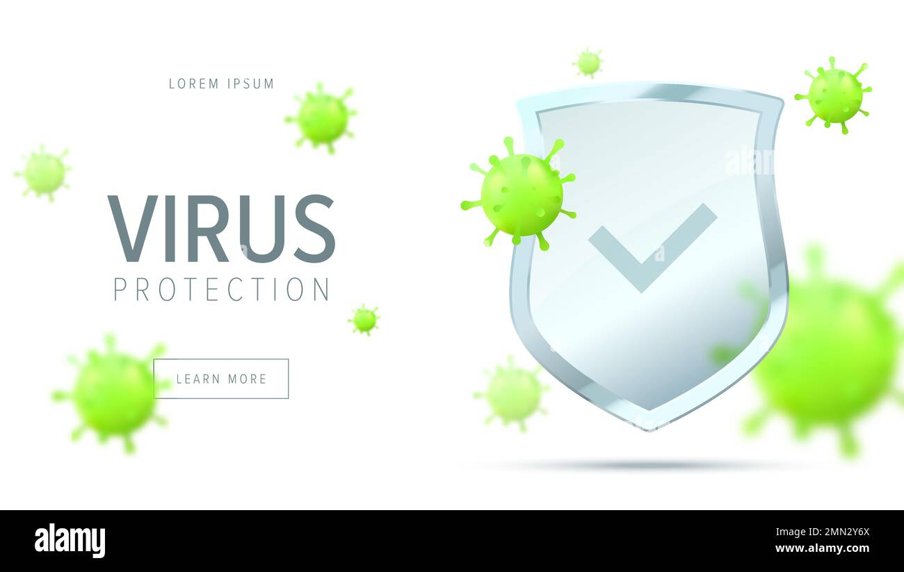 Virus protection concept. Security shield for virus protection. Vector ...