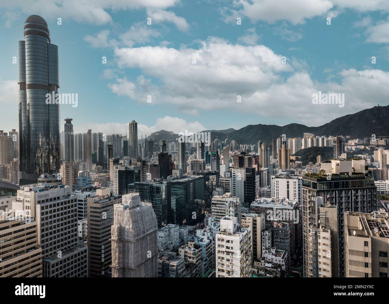 Hong Kong Skyline Drone Stock Photo Alamy