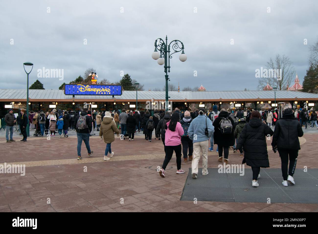 Visiting Paris, Disneyland Park on winter, Walt Disney Paris attrition Park. Going to Disneyland in Paris, Europe. Fun and amusement parks. Stock Photo