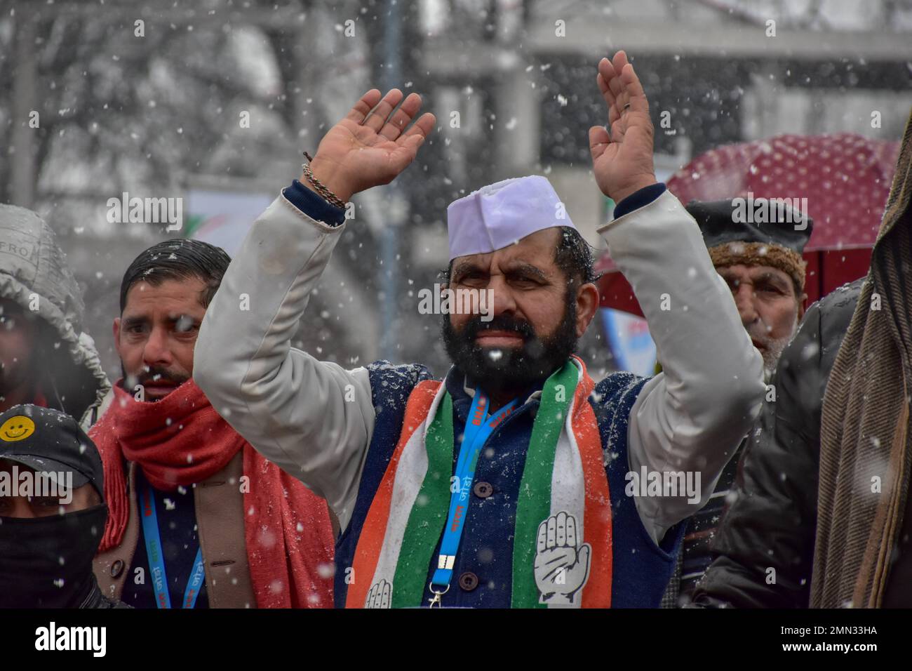 Srinagar, India. 30th Jan, 2023. A supporter of Indian National ...