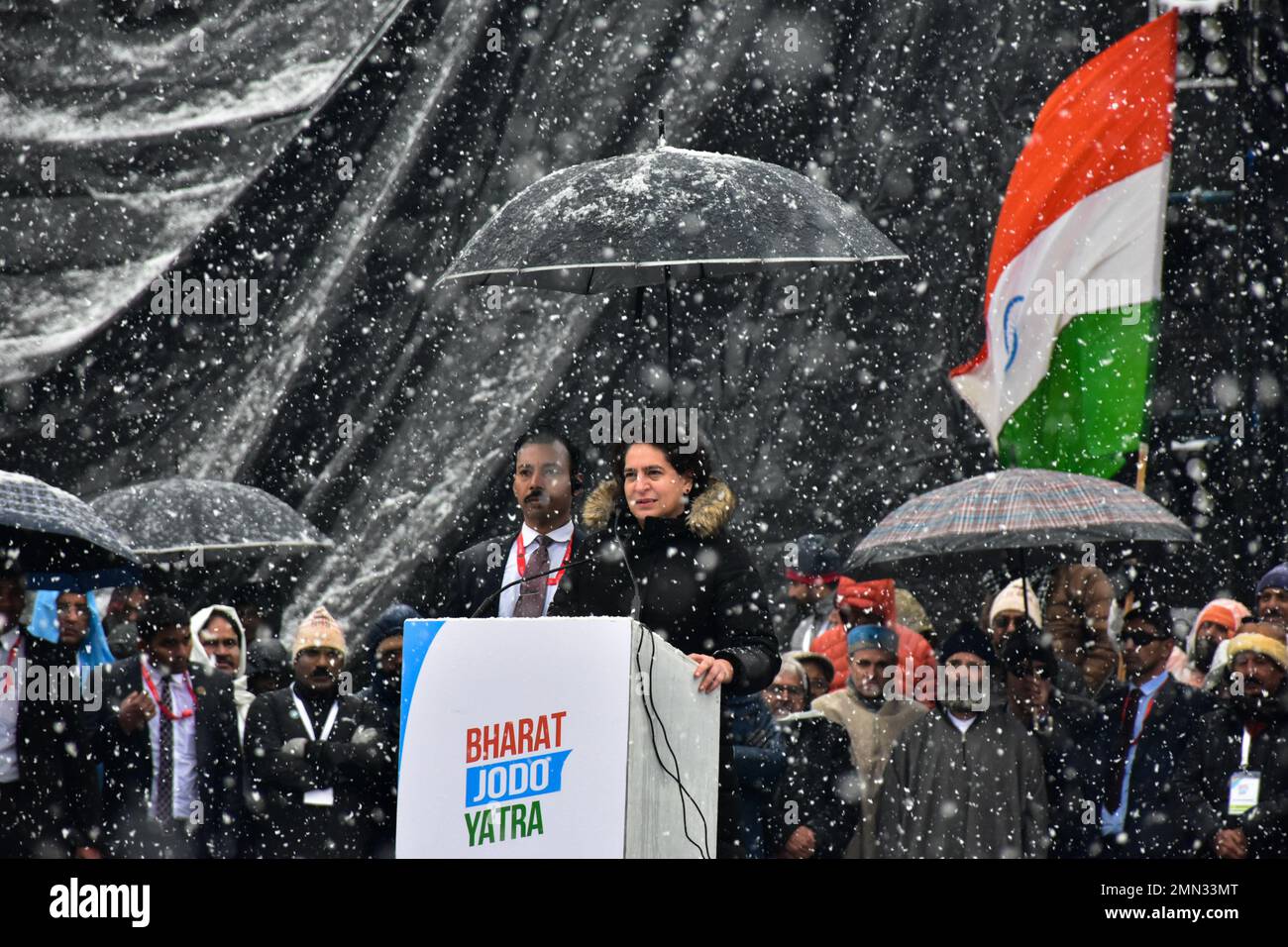 Srinagar, India. 30th Jan, 2023. Priyanka Gandhi, general secretary of ...