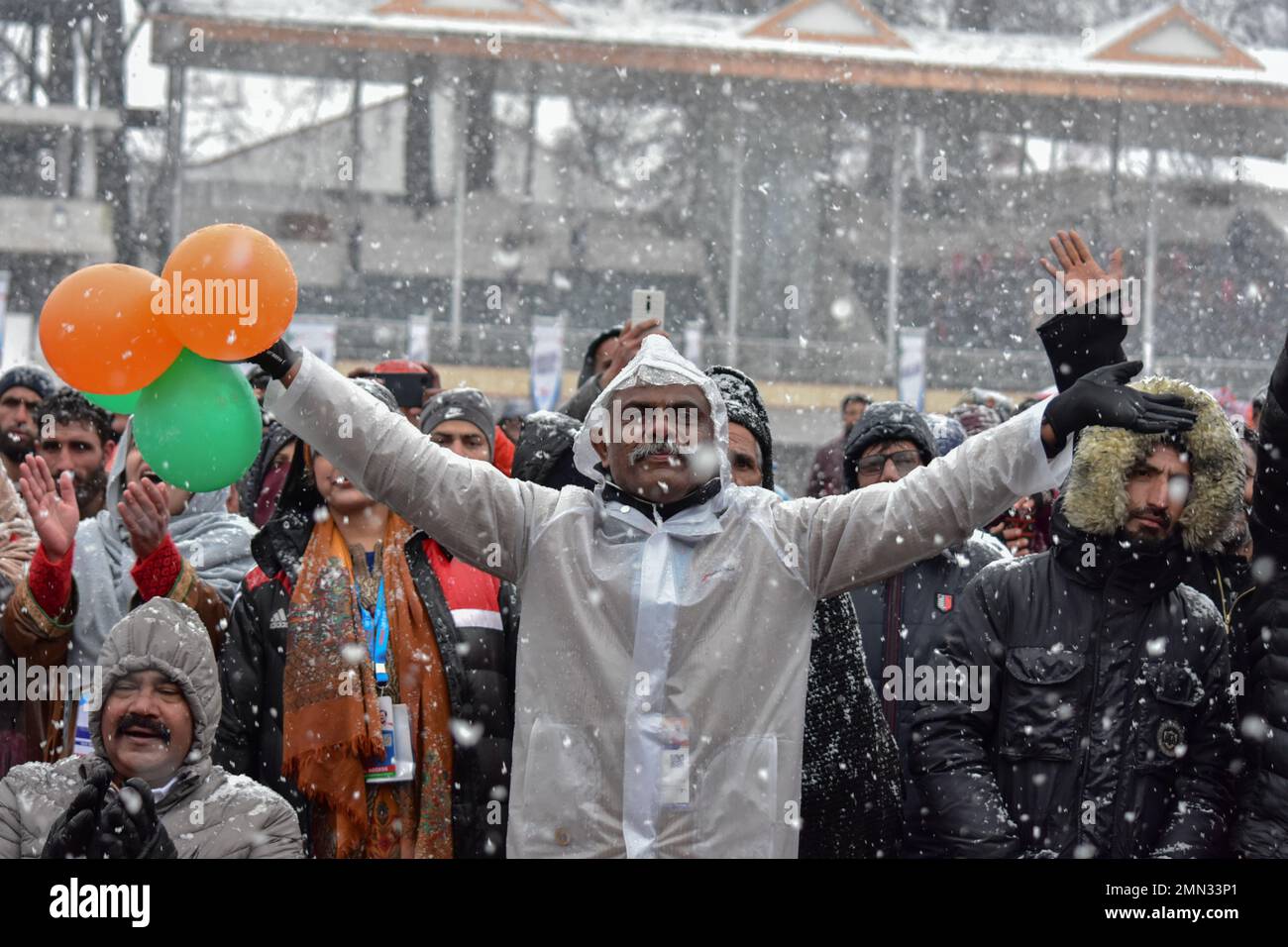 Srinagar, India. 30th Jan, 2023. A supporter of Indian National ...