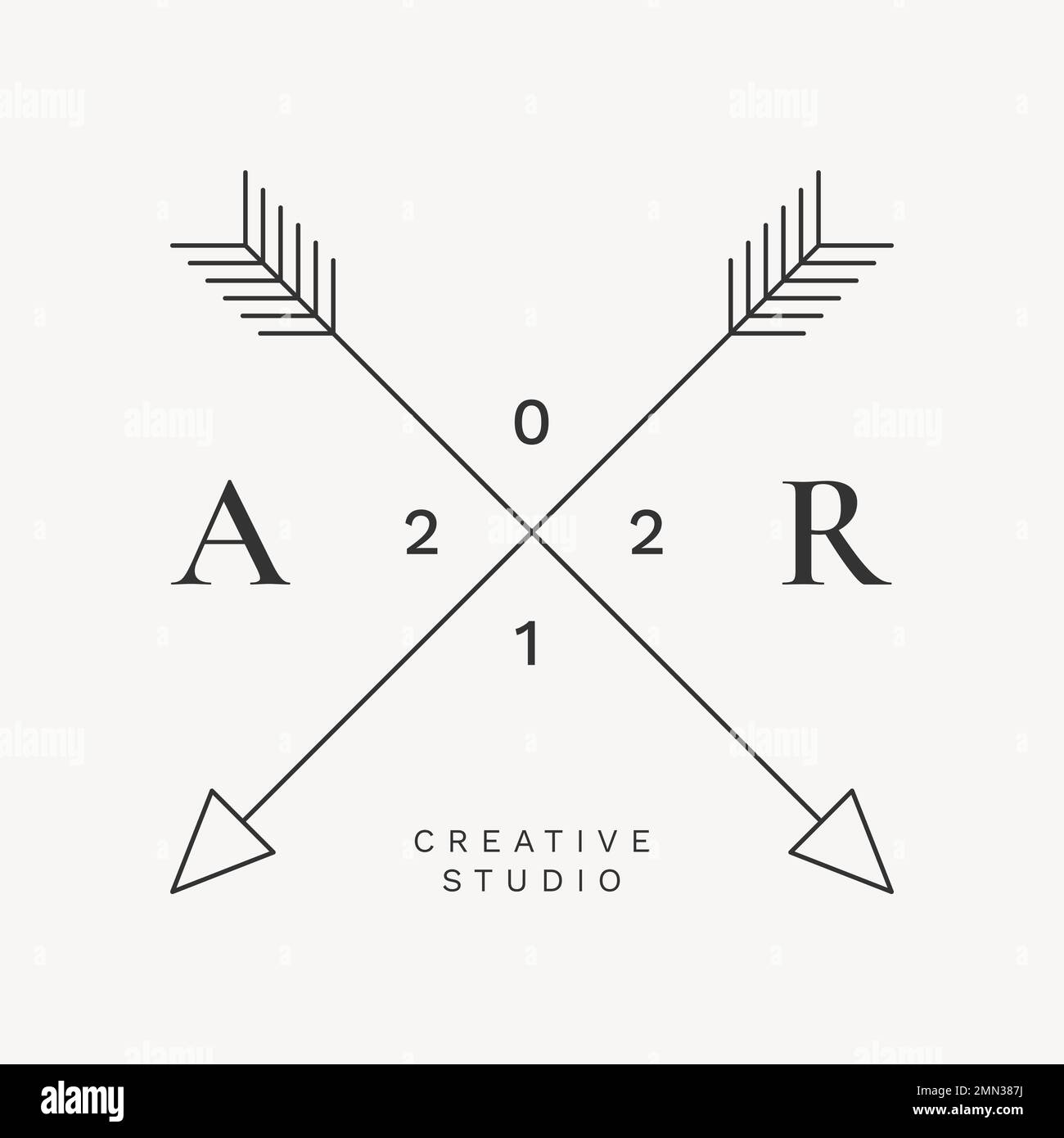 Minimal creative logo template, black cross arrow, professional