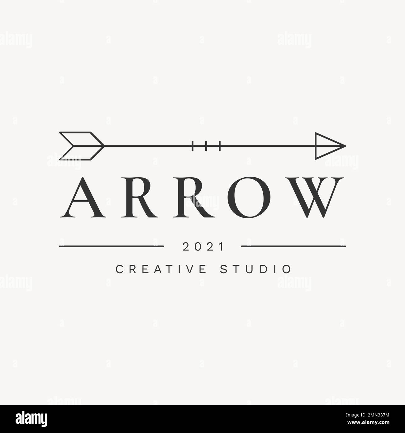 Minimal creative logo template, black arrow, professional business branding vector graphic Stock