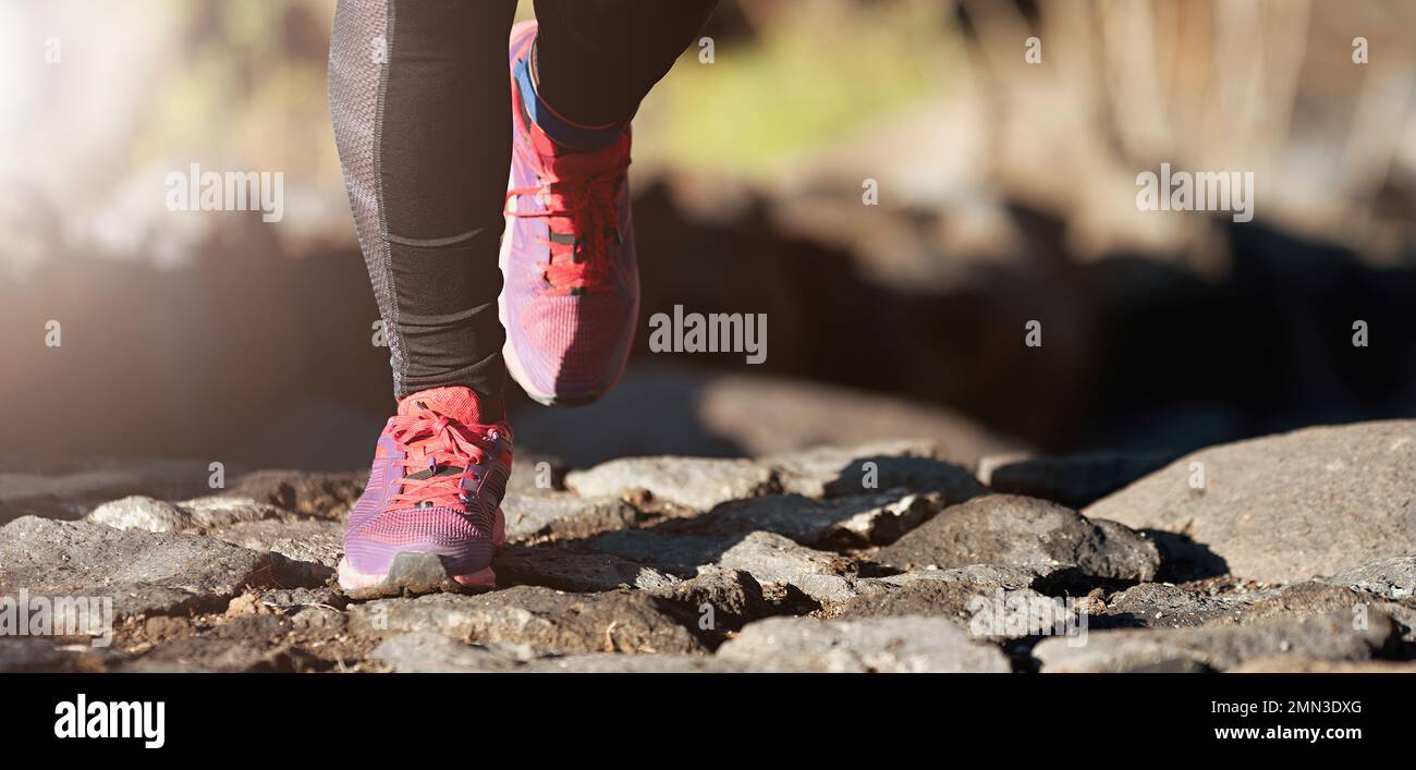 Feet runner athlete running on trail stones in forest Stock Photo Alamy