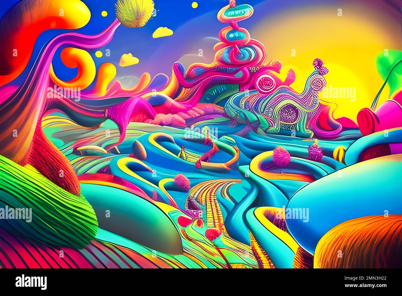 Colorful whimsical world . Stock Photo