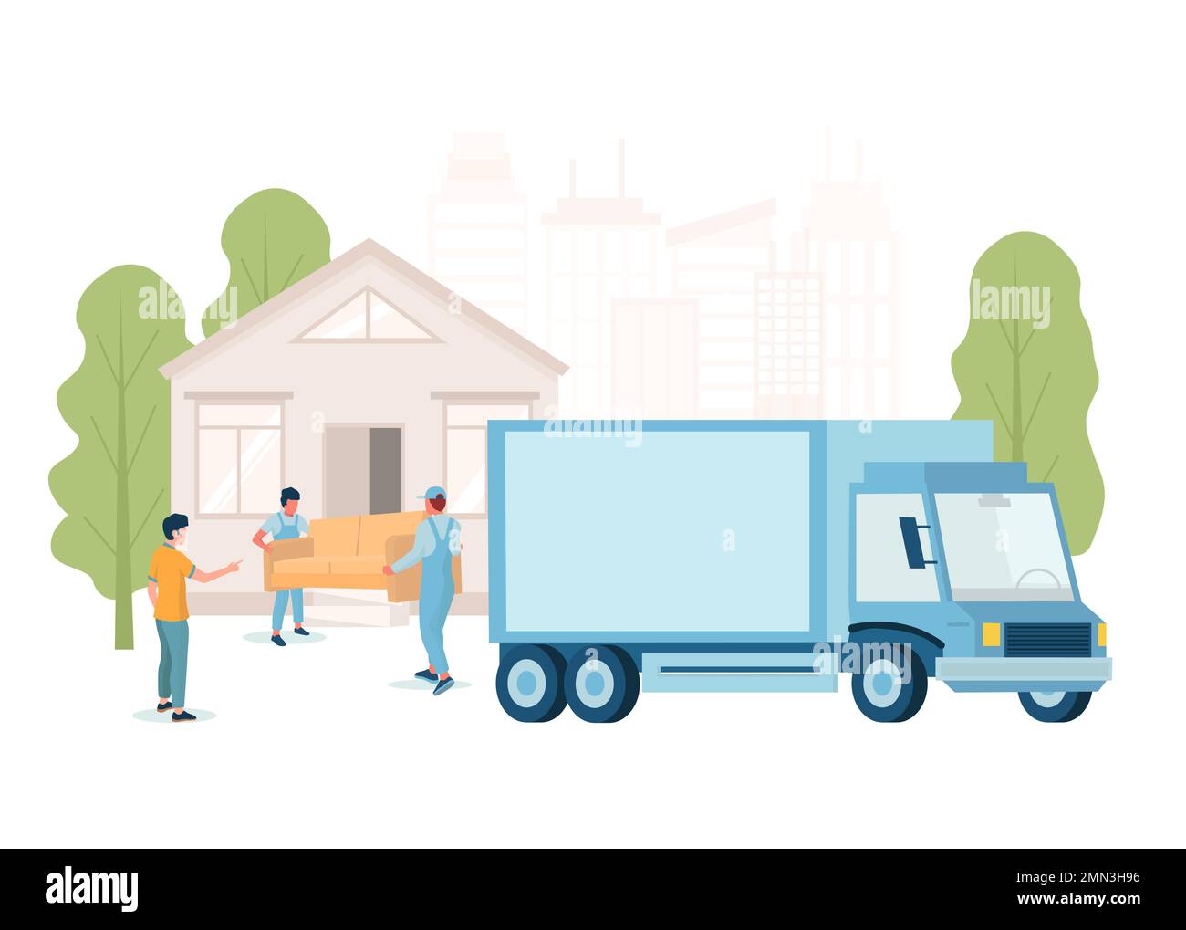 Furniture delivery service concept vector flat illustration Stock Vector