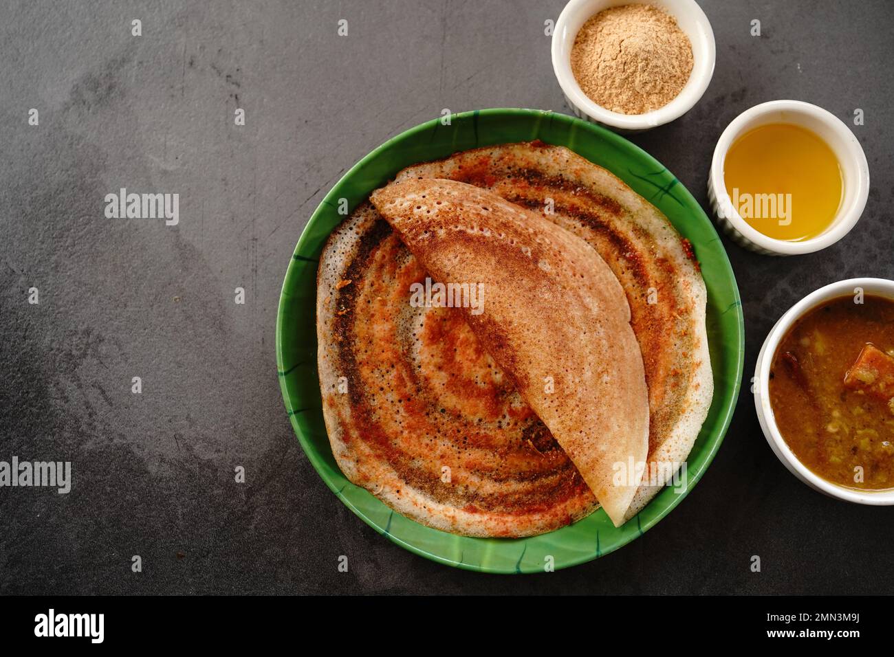 South Indian vegetarian breakfast idli karam podi dosa sambar chutney