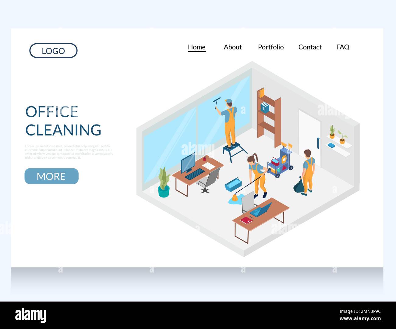Office cleaning vector website landing page design template Stock