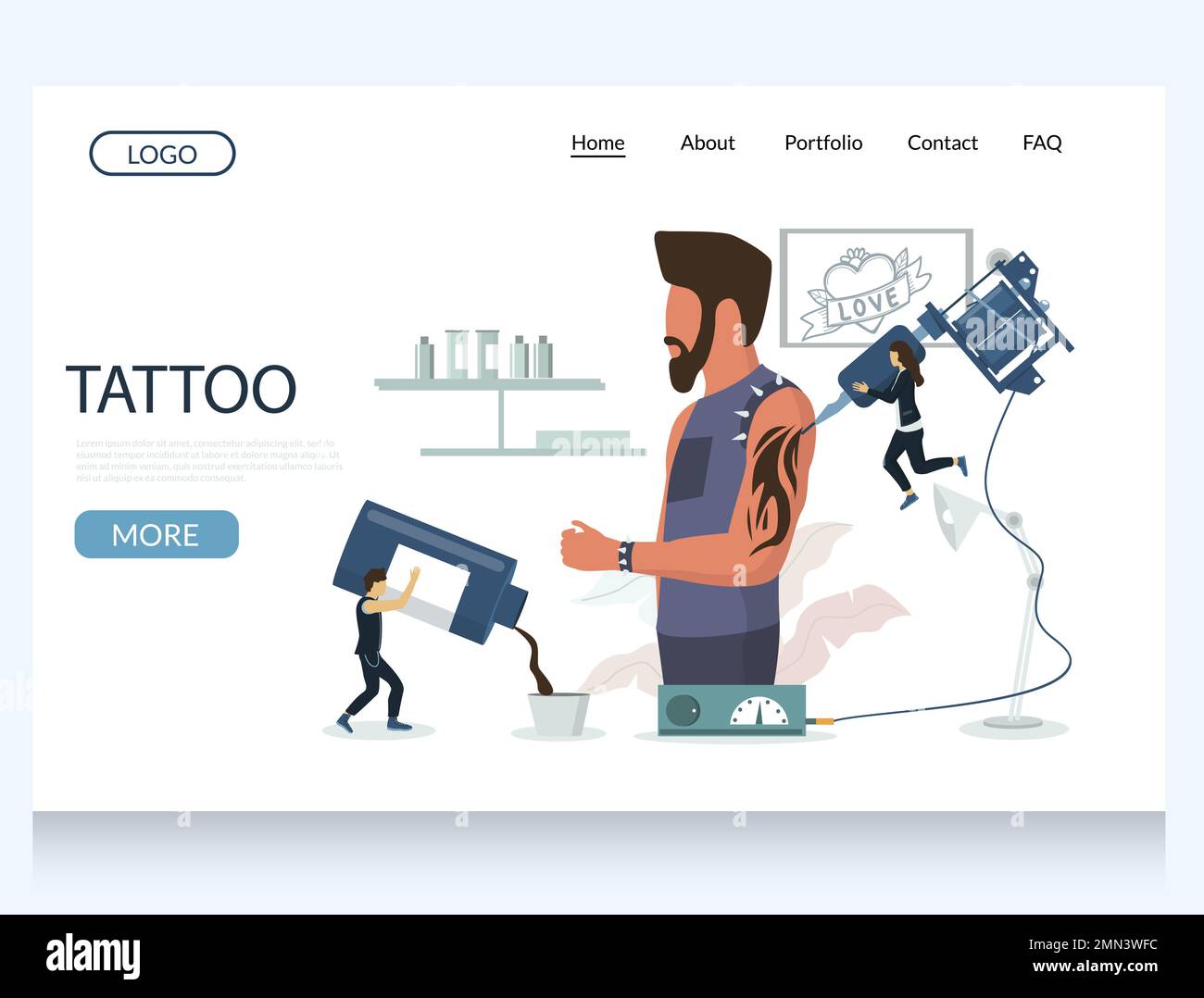 Tattoo vector website landing page design template Stock Vector Image