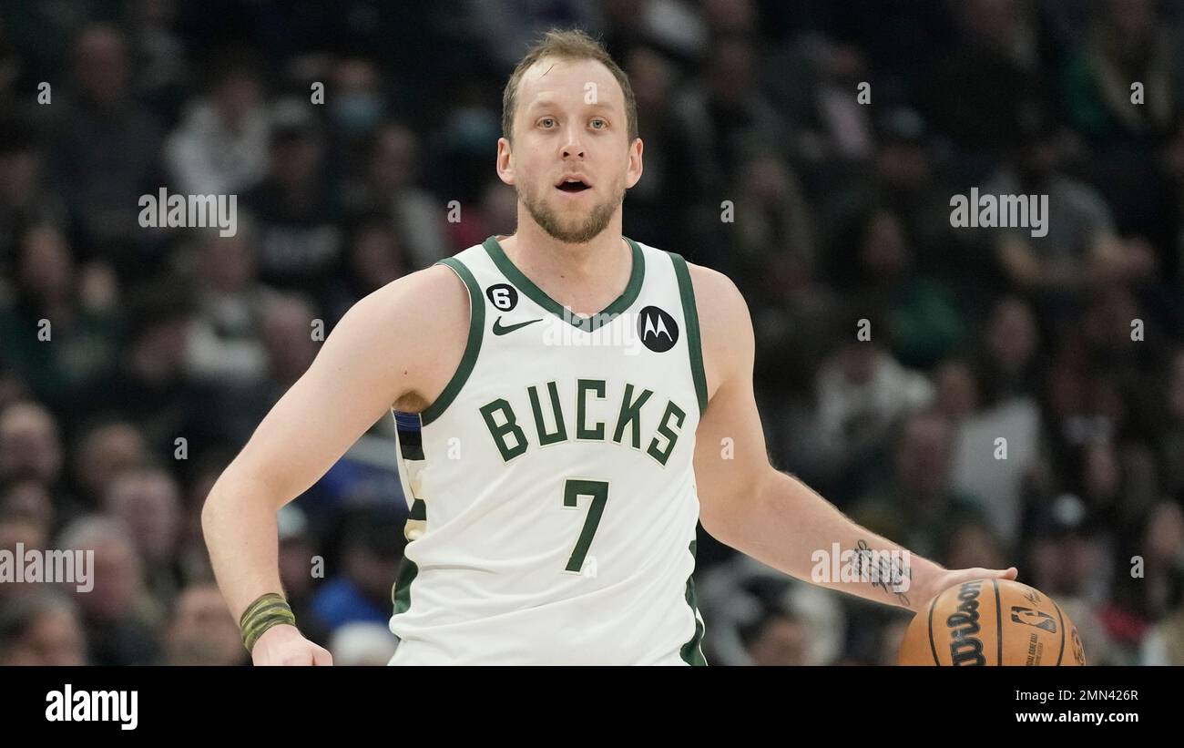 Milwaukee Bucks' Joe Ingles during the second half of an NBA basketball  game against the Toronto Raptors Tuesday, Jan. 17, 2023, in Milwaukee. The  Bucks won 130-122. (AP Photo/Morry Gash Stock Photo - Alamy