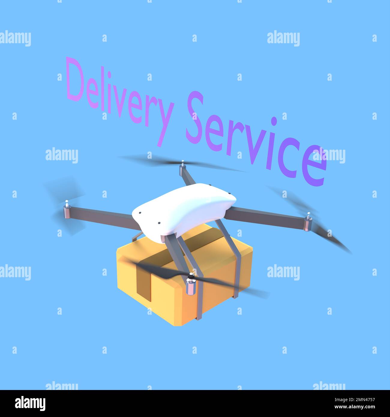 Delivery service illustration with drone carrying package 3D render ...