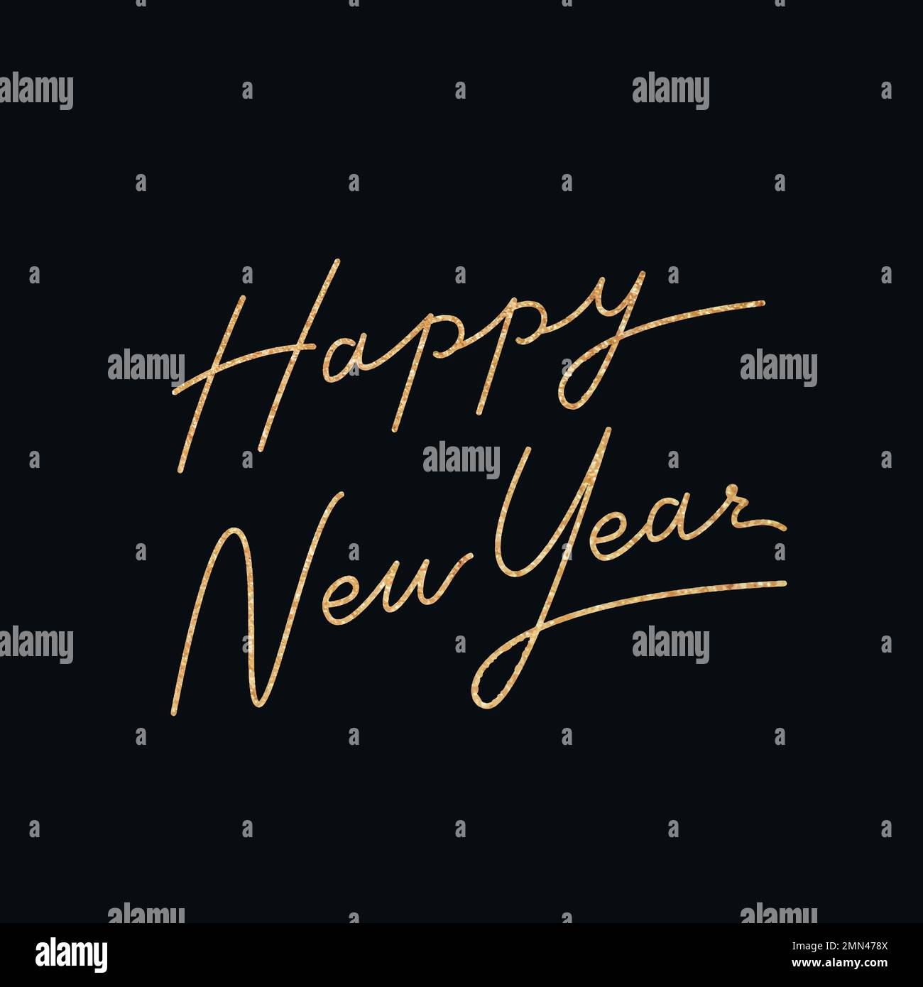 Happy New Year calligraphy sticker, gold design vector Stock Vector