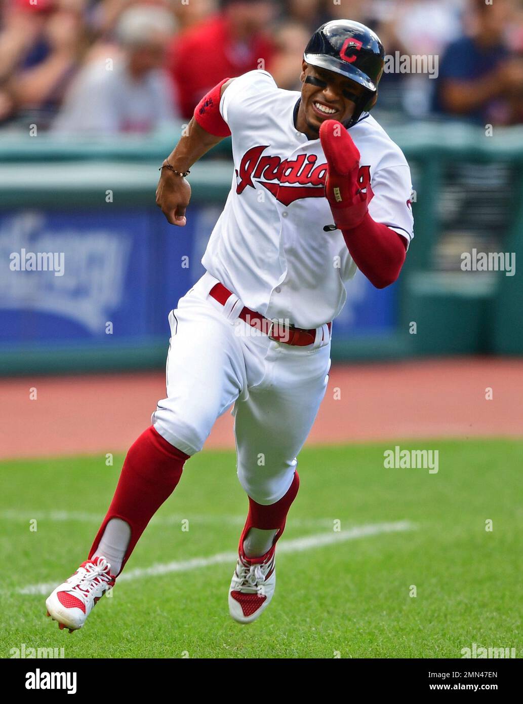 Cleveland Indians Jose Ramirez and Francisco Lindor, during