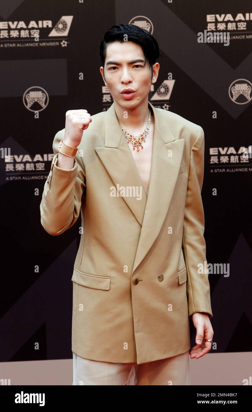 Taiwanese singer Jam Hsiao arrives at the 29th Golden Melody Awards in Taipei, Taiwan, Saturday