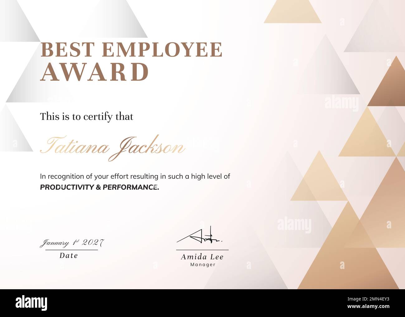 Award certificate template, gold modern design for best employee vector ...