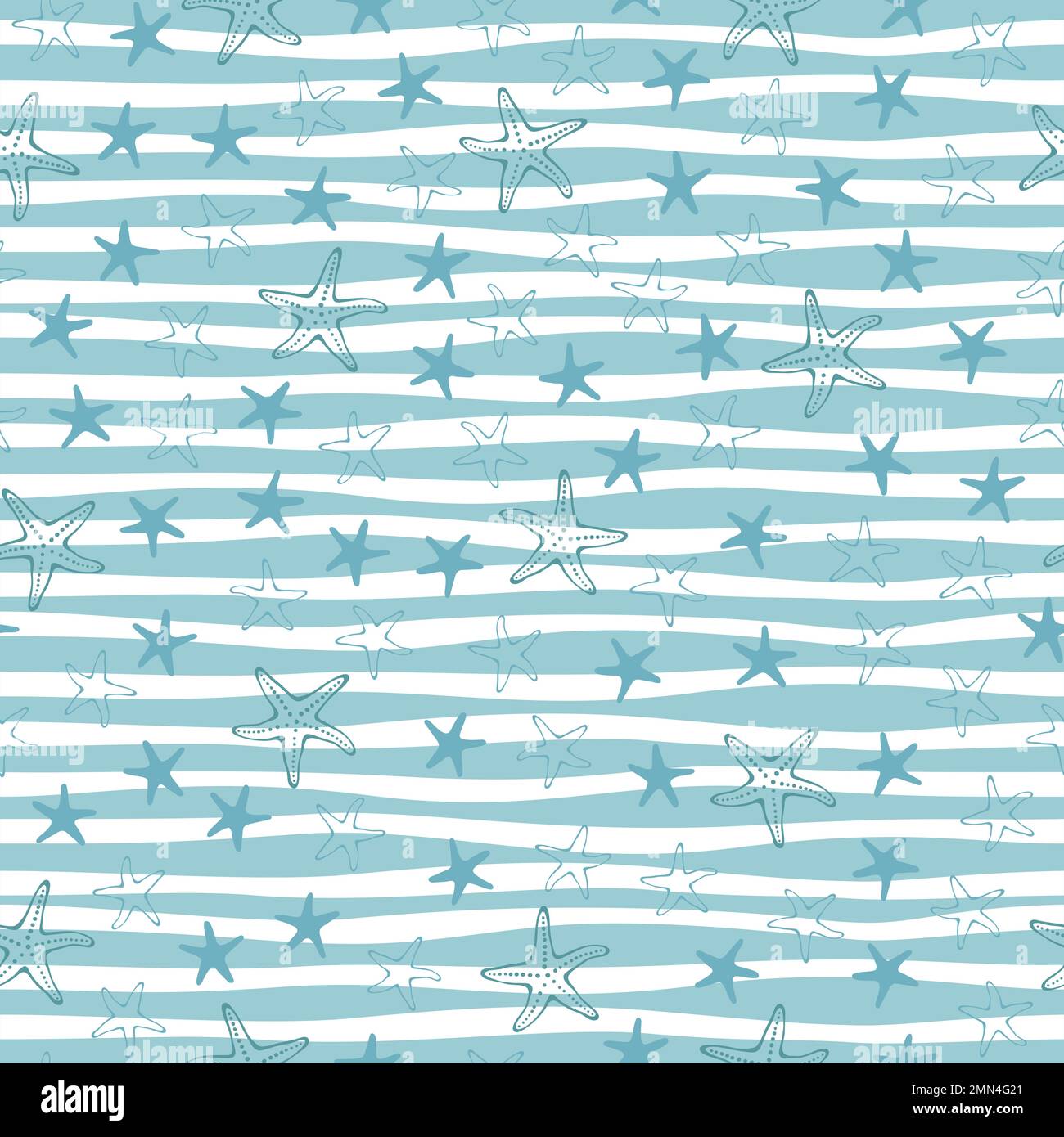 Marine seamless pattern. Starfish on a strip background Stock Vector ...