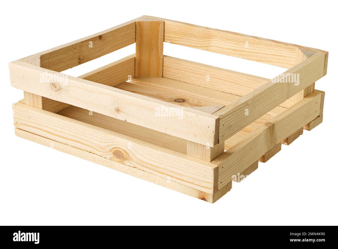 Empty wooden crate, isolated on white background Stock Photo