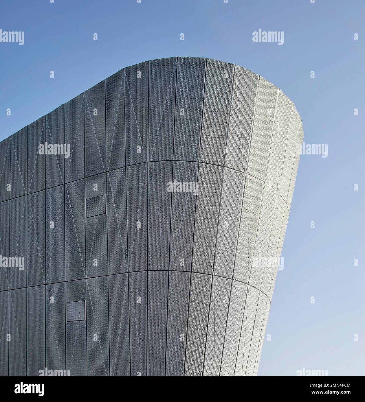 Aluminium mesh cladding of exterior facade. F51 Skatepark, Folkestone ...