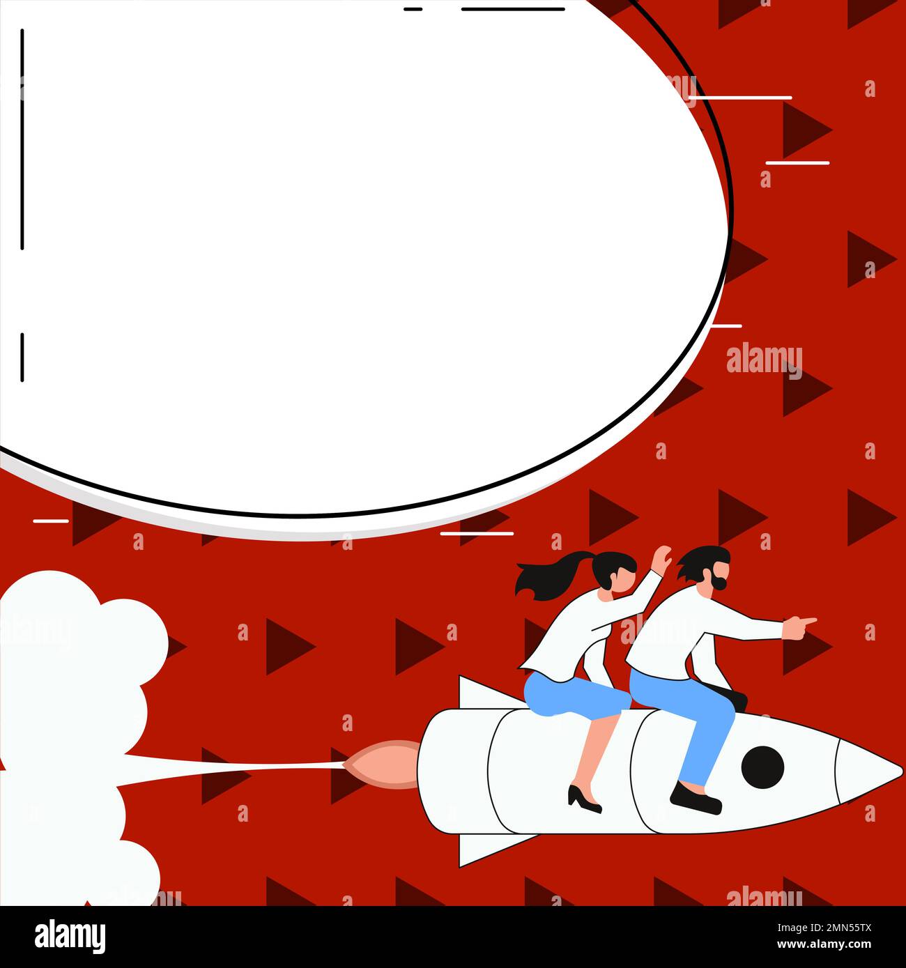 People on Rocket Ship Launching Fast Straight Up. Spaceship Drawing ...