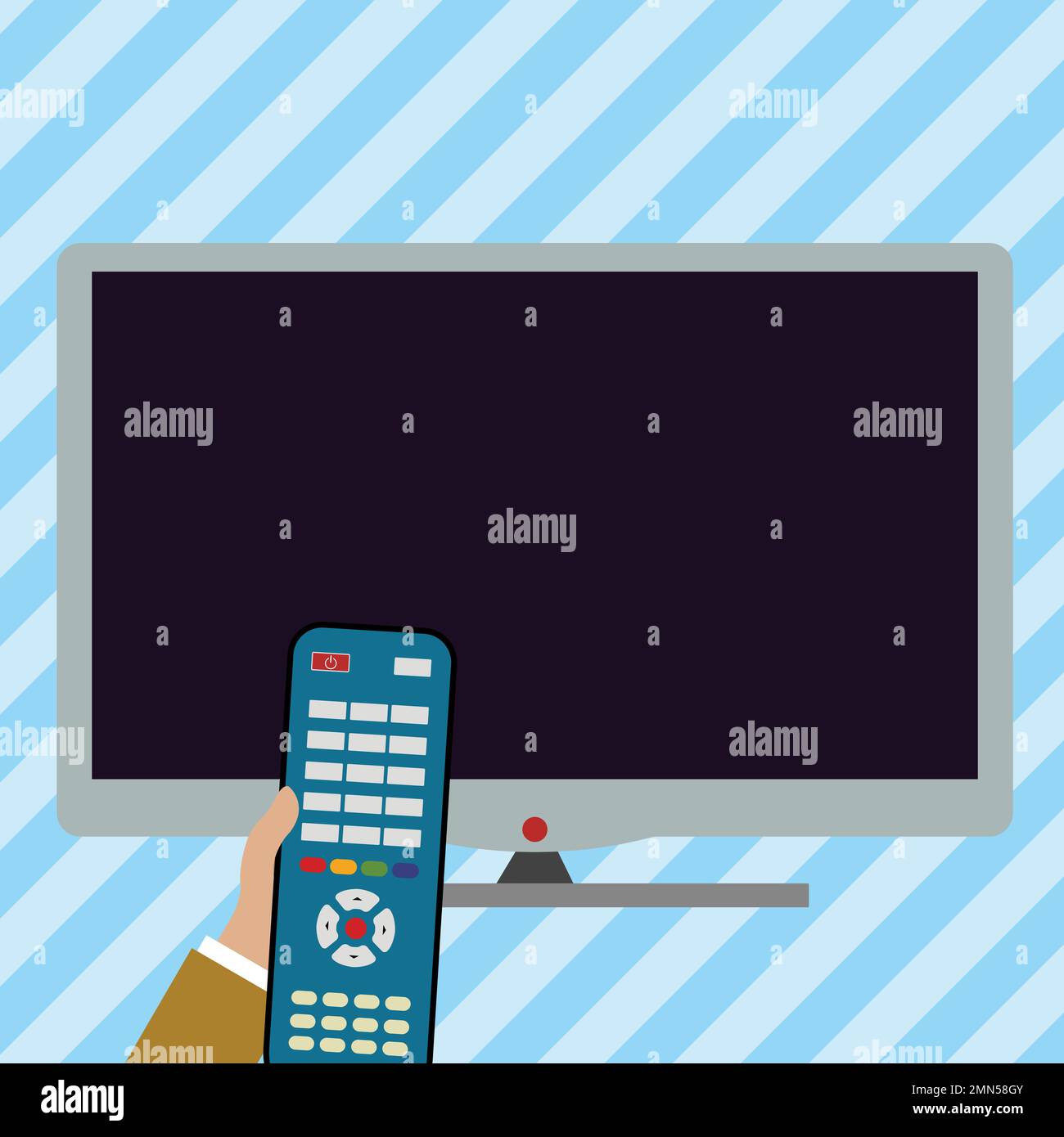 Important Computer Screen Illustration with TV and hand holding remote control. Important ...