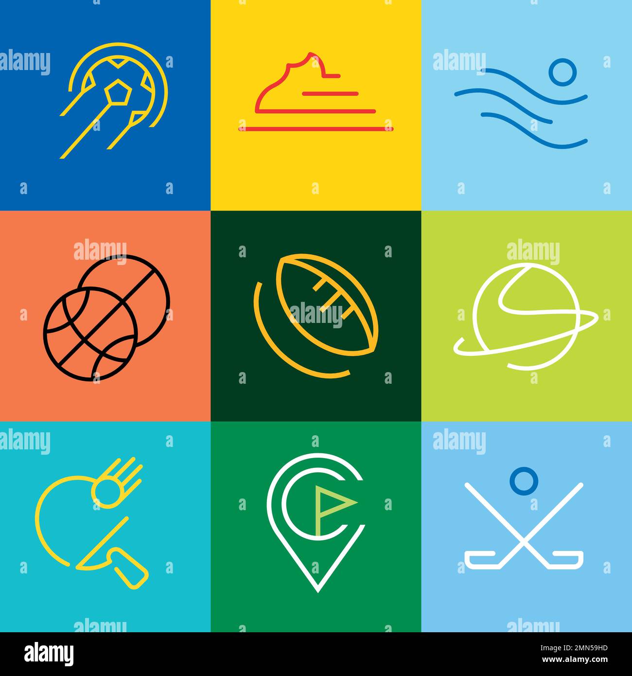 Sports business logo element, colorful design vector set Stock Vector