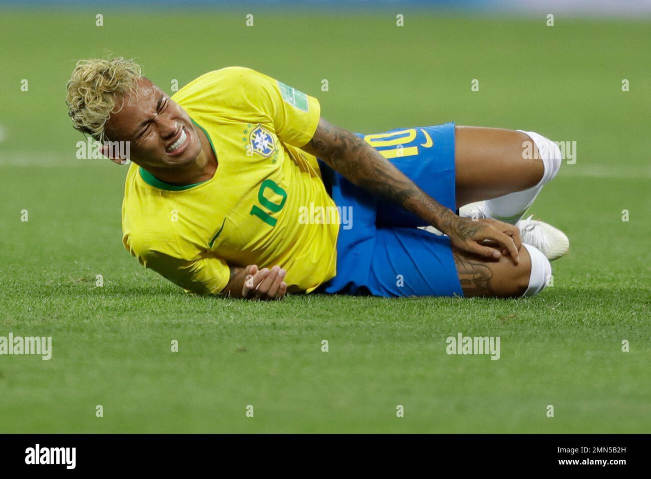 Brazil's Neymar grimaces during the group E match against Switzerland ...