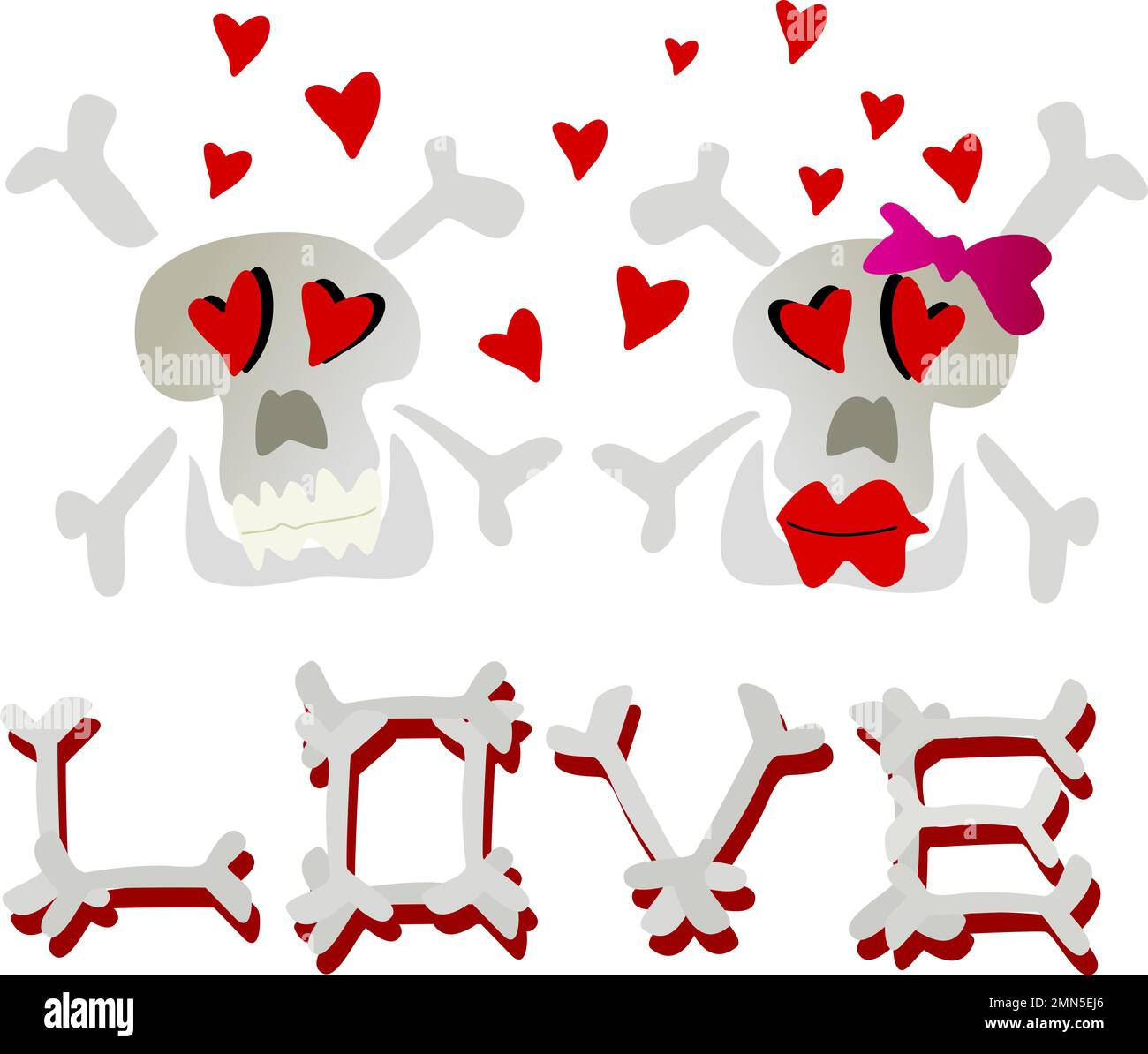 Couple of skulls in love Stock Photo