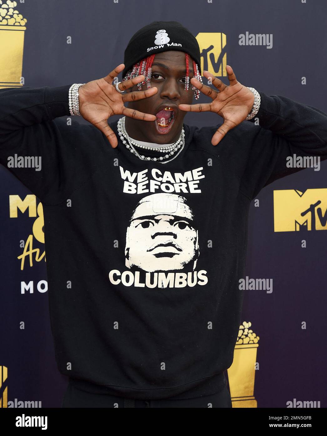 Lil Yachty arrives at the MTV Movie and TV Awards at the Barker Hangar ...