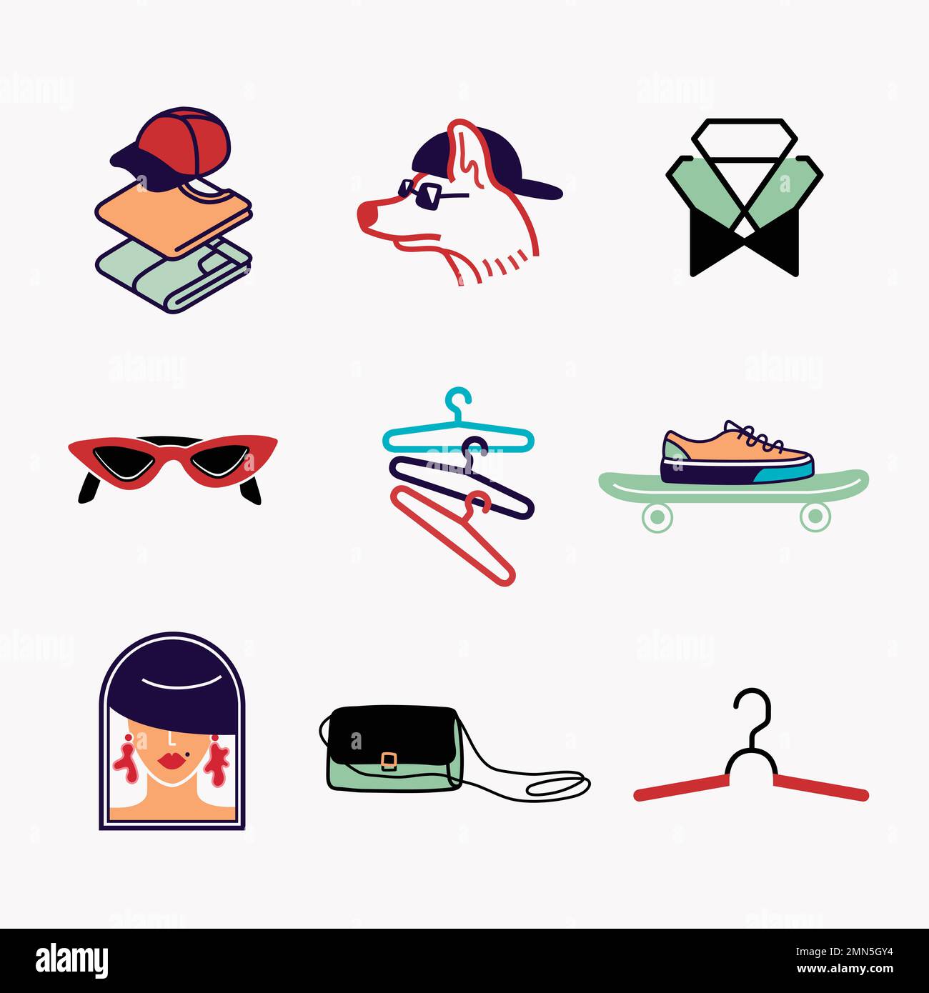 cool-fashion-sticker-set-colorful-vector-graphic-designs-stock-vector