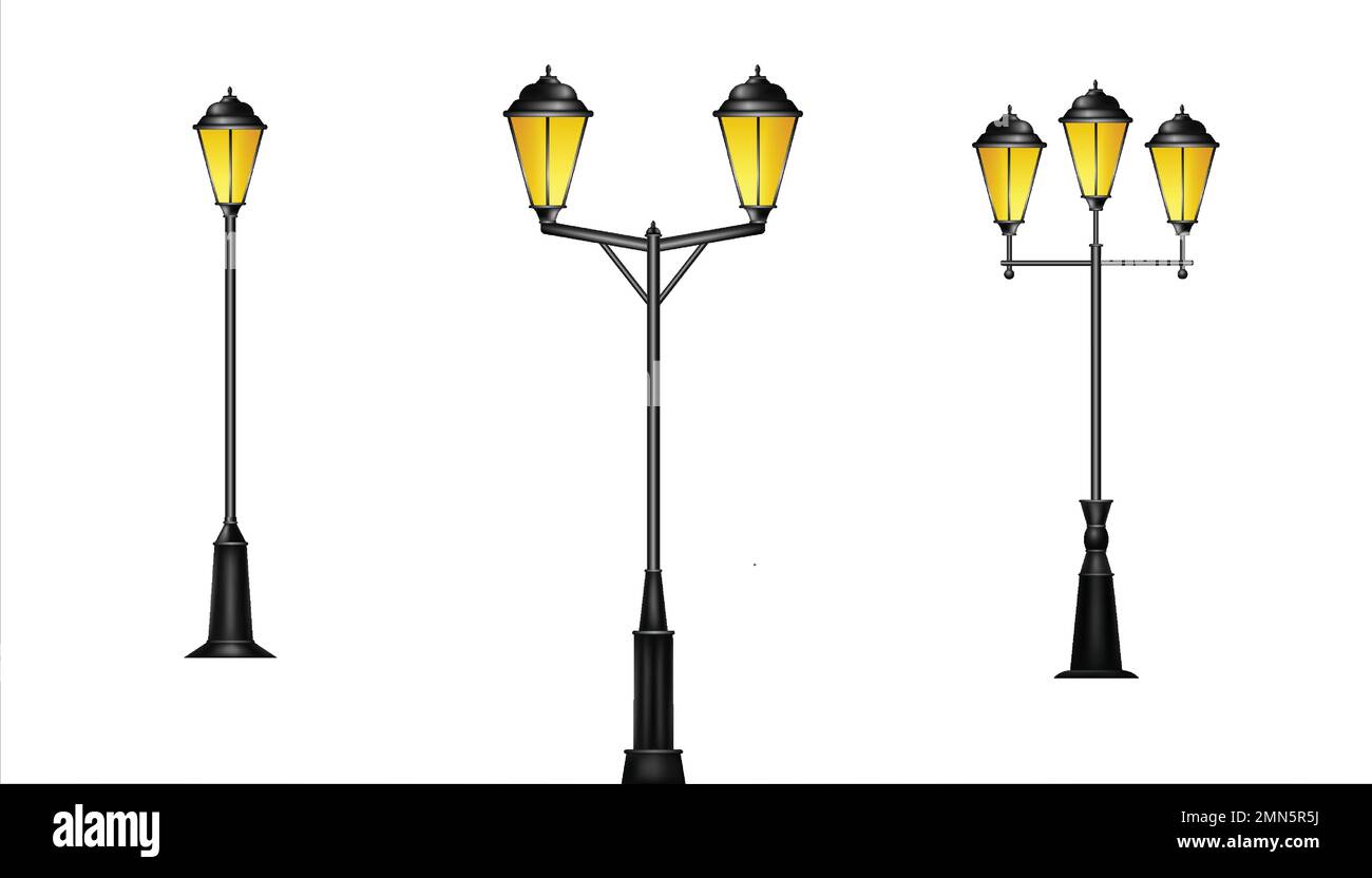 Vintage street lights. Spotlight in glass bells Stock Vector Image