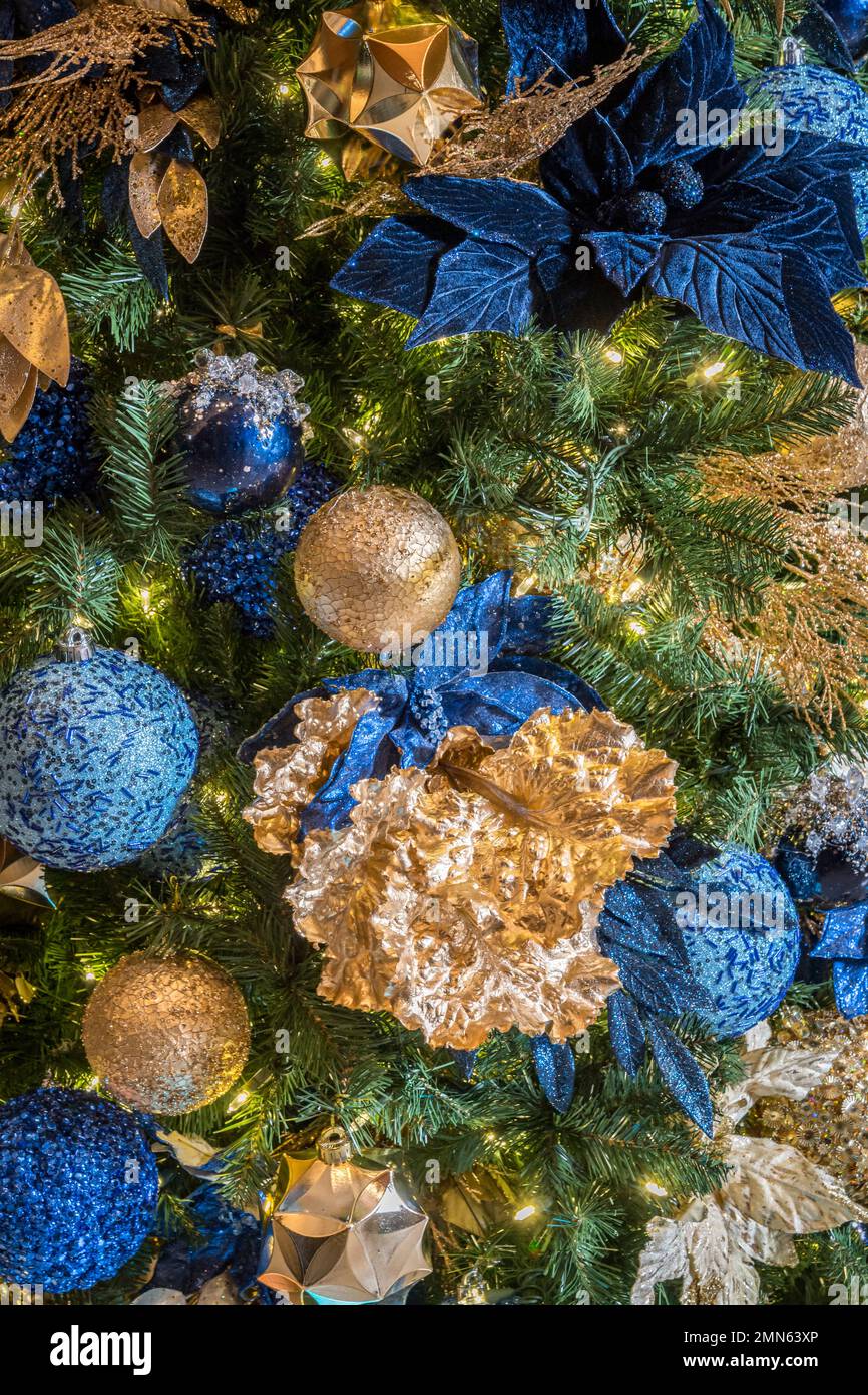 Christmas Tree Decorations Detail Stock Photo