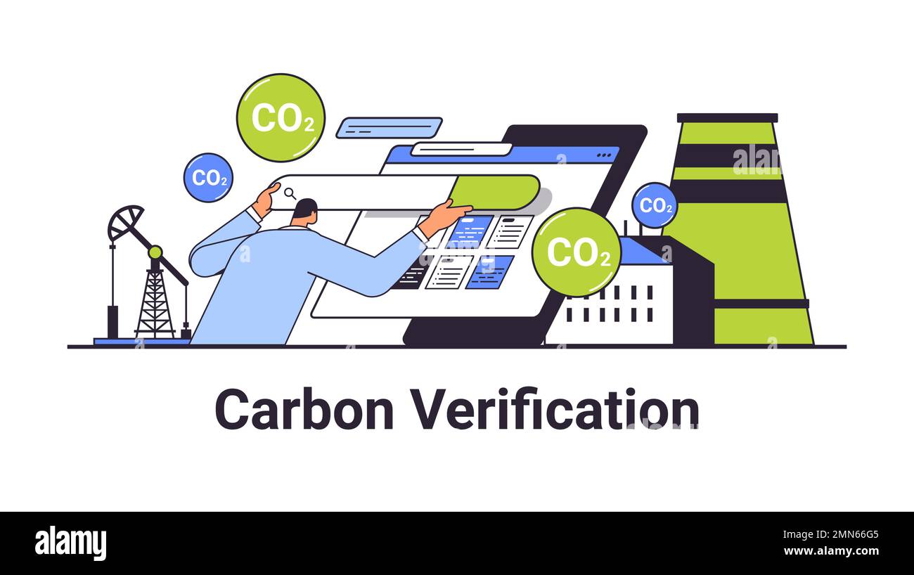carbon verification concept businessman using search bar responsibility