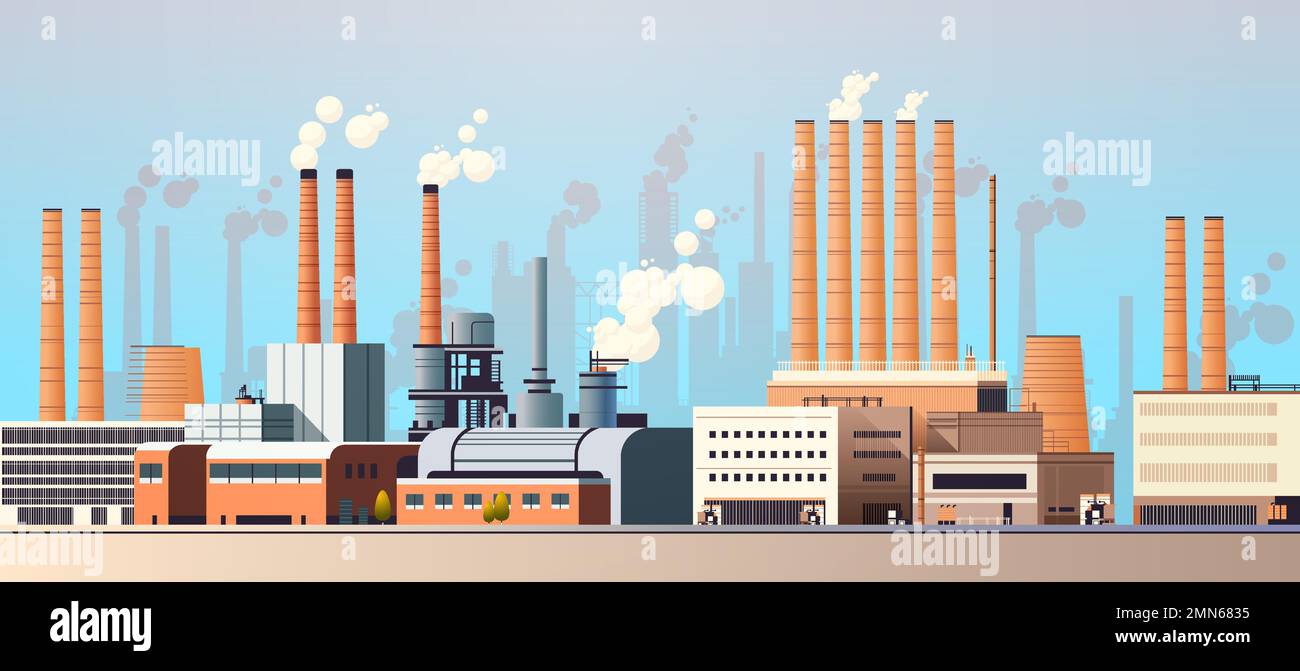 energy generation plant with chimneys electricity production industrial